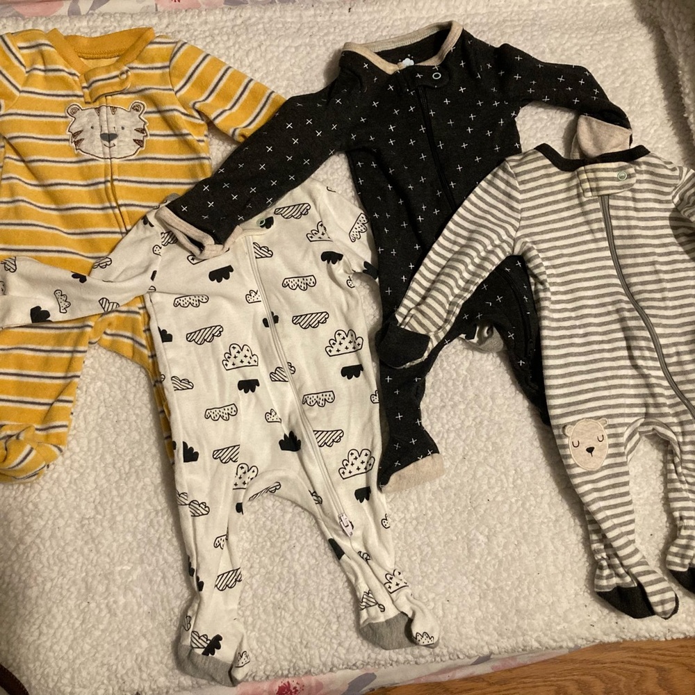 4 newborn footie onesies